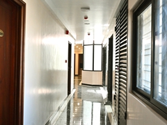 Corridor with logo
